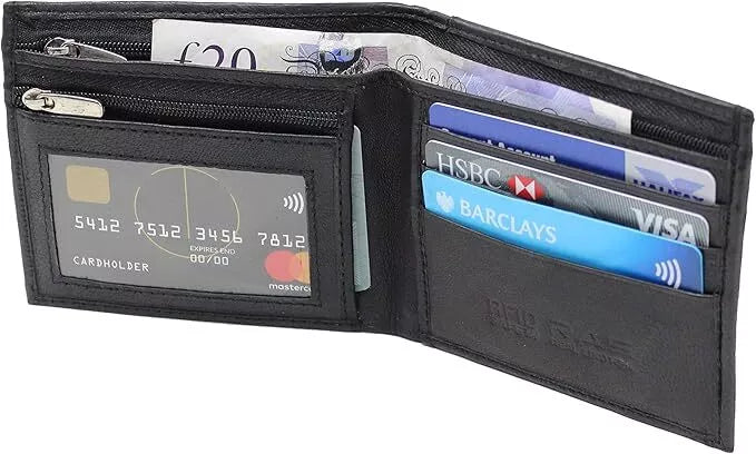 Personalised Name Initial Men's RFID Blocking Classic Bifold Leather Slim Wallet