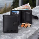 Engraved Small RFID Card Protection Real Leather Wallet With ID Coin Pocket 360