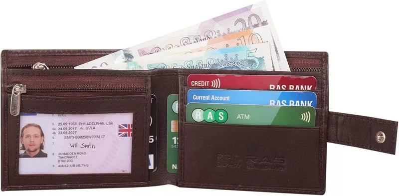 Personalised Rfid Blocking Ultra Slim Leather Credit Card Wallet Zip Coin Pocket