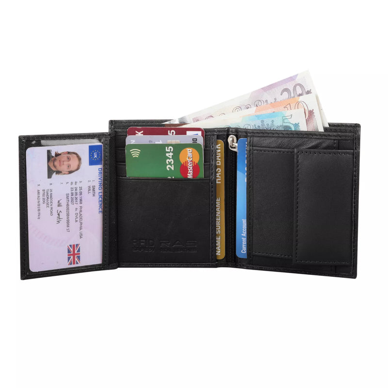 Personalised Man's Leather Wallet RFID Contactless Card Blocking ID Protection