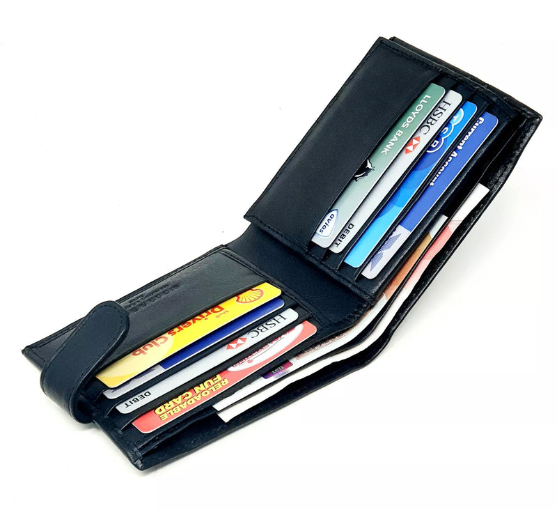 Personalised Man Wallet 100% Leather RFID SAFE Contactless Card Blocking ID Protection BB40
