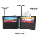 Personalised Men Soft Smooth Nappa Leather Bifold Slimline Wallet RFID Blocking