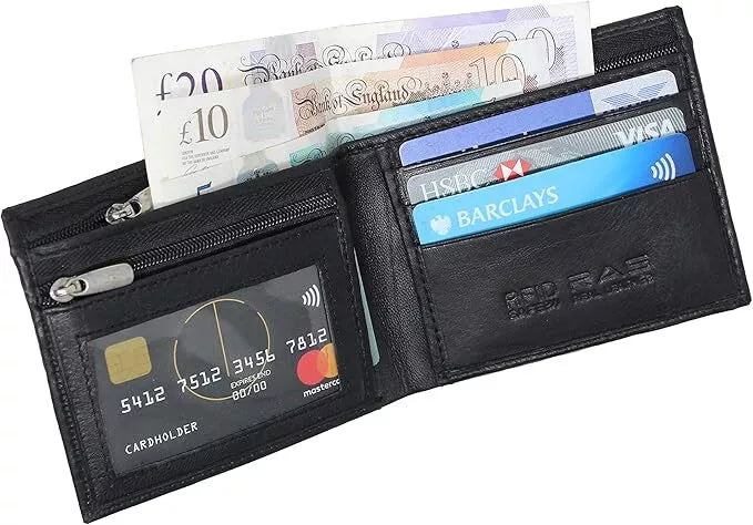 Personalised Name Initial Men's RFID Blocking Classic Bifold Leather Slim Wallet