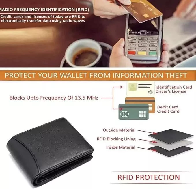 Personalised Name Initial Men's RFID Blocking Classic Bifold Leather Slim Wallet