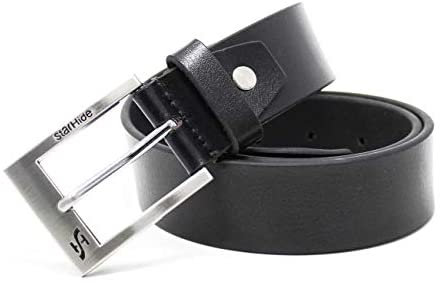 STARHIDE Mens Full Grain Real Leather Belt With Detachable Alloy Single Prong Buckle SB08