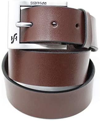 STARHIDE Mens Full Grain Real Leather Belt With Detachable Alloy Single Prong Buckle SB08