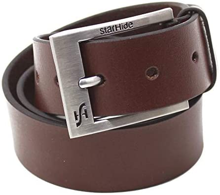 STARHIDE Mens Full Grain Real Leather Belt With Detachable Alloy Single Prong Buckle SB08