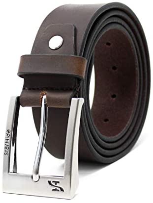 STARHIDE Mens 1.25" Full Grain Genuine Leather Casual Belts With Detachable Single Pin Buckle SB07