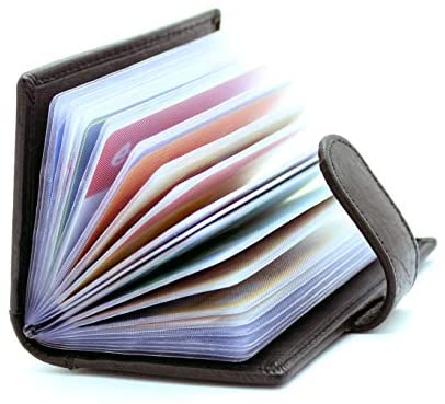 STARHIDE Soft Genuine Leather Compact Credit Debit Card Holder Case with Removable Plastic Sleeves 210