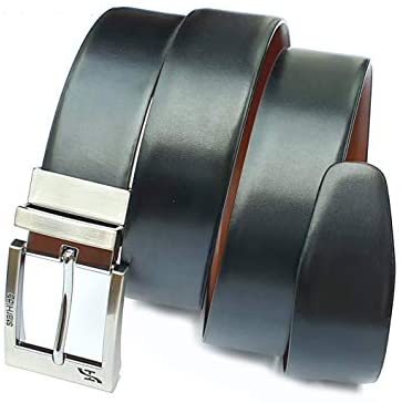 Starhide Mens Twist Reversible Black To Brown Leather Dress Belt 1.3" Wide With Removable Buckle Gift Box SB09