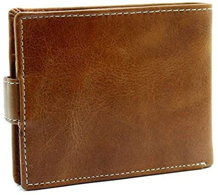 Topsum London RFID Blocking Mens Bifold Design Distressed Genuine Leather Coin Pocket Wallet 4019