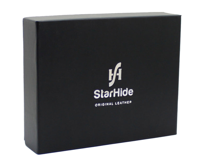 STARHIDE Mens RFID Blocking Real Distressed Hunter Leather Minimalist Card Holder Wallet With Magnetic Money Clip 725 Brown