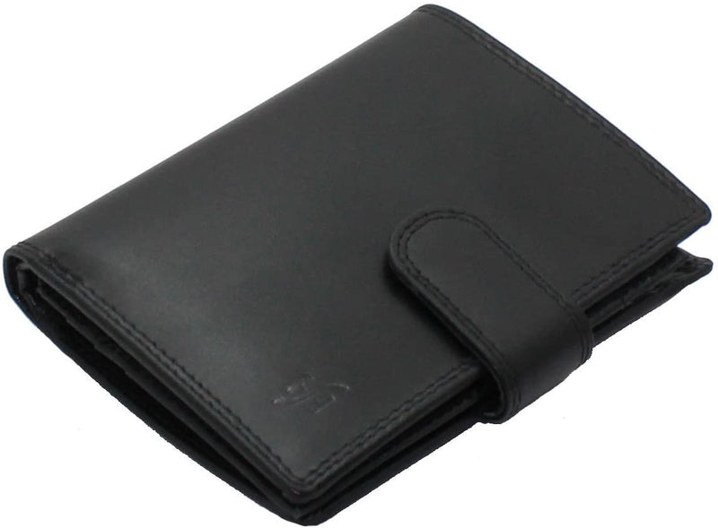 STARHIDE Genuine Leather RFID Shielded Blocking Extra Card Capacity Wallet 1085 (Black)