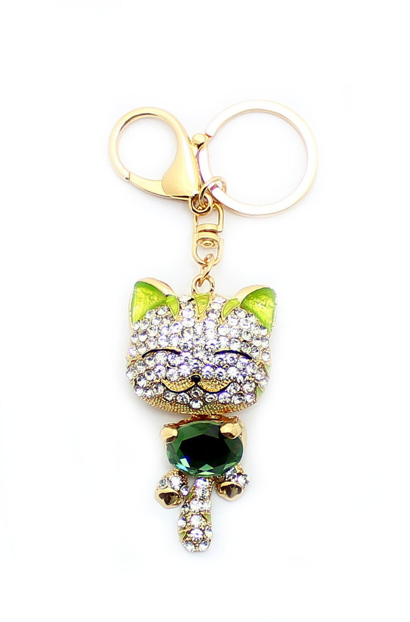 Cute Sparkling Crystal Diamantee Stone Charm Keyring for Womens Bags Car Keys