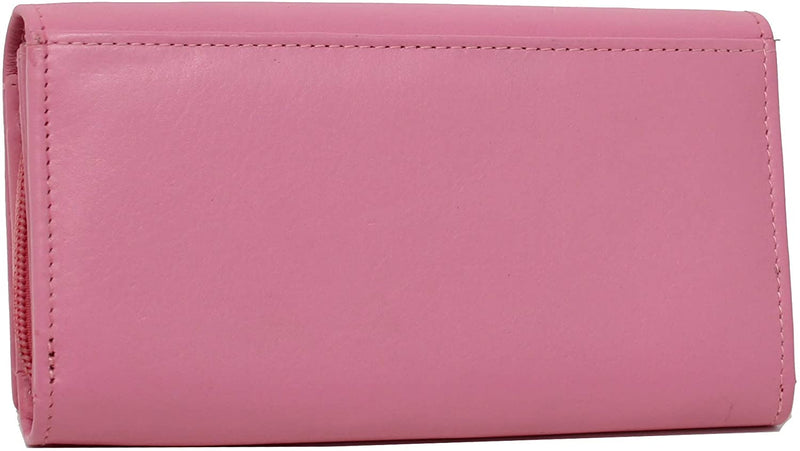 STARHIDE Ladies Soft Genuine Leather Flap Over Purse Multi Credit Card Slots 5510