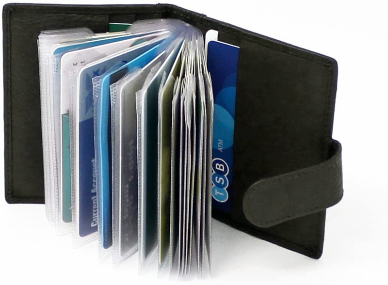 RAS Mens Womens Small Leather 24 Credit Cardholder with Popper Button Fastening 602