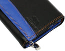 Morucha Black Blue Clutch Wallet For Women Genuine Leather RFID Blocking High Capacity Cardholder M10