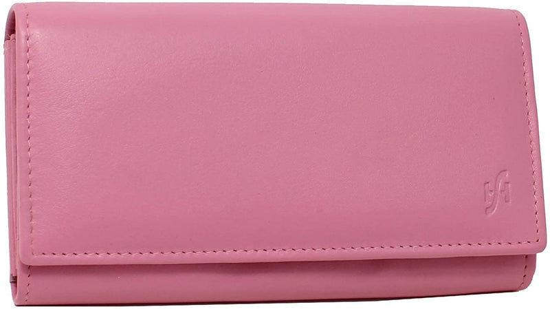 STARHIDE Ladies Soft Genuine Leather Flap Over Purse Multi Credit Card Slots 5510