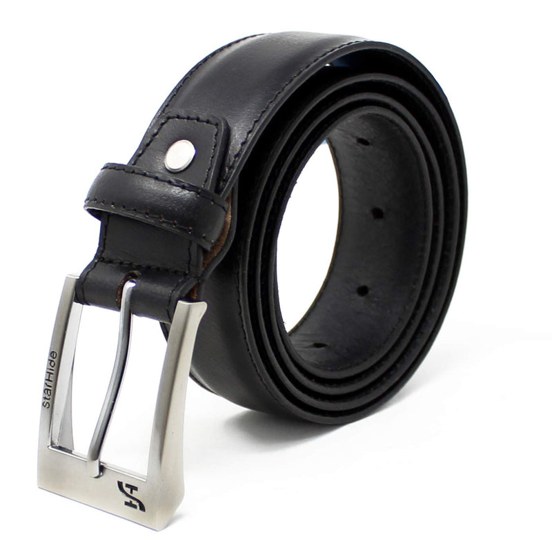 STARHIDE Mens Top Grain Genuine Leather Belts with Detachable Alloy Single Pin Buckle SB04