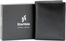 STARHIDE Mens RFID Blocking Genuine Leather Bifold Wallet with Removable ID Cardholder 1090 Black