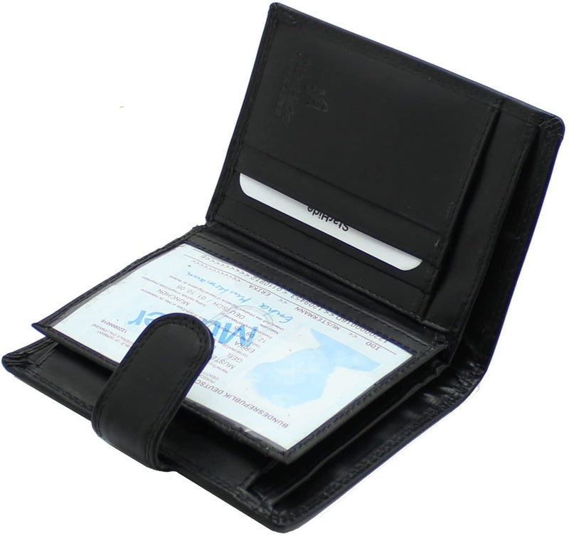 STARHIDE Genuine Leather RFID Shielded Blocking Extra Card Capacity Wallet 1085 (Black)