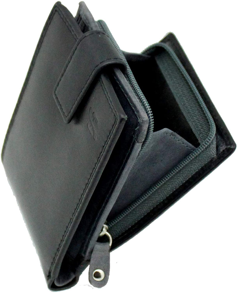 STARHIDE Mens RFID Blocking Genuine Calf Leather Wallet with A Side Zip Around Coin Pocket 1180