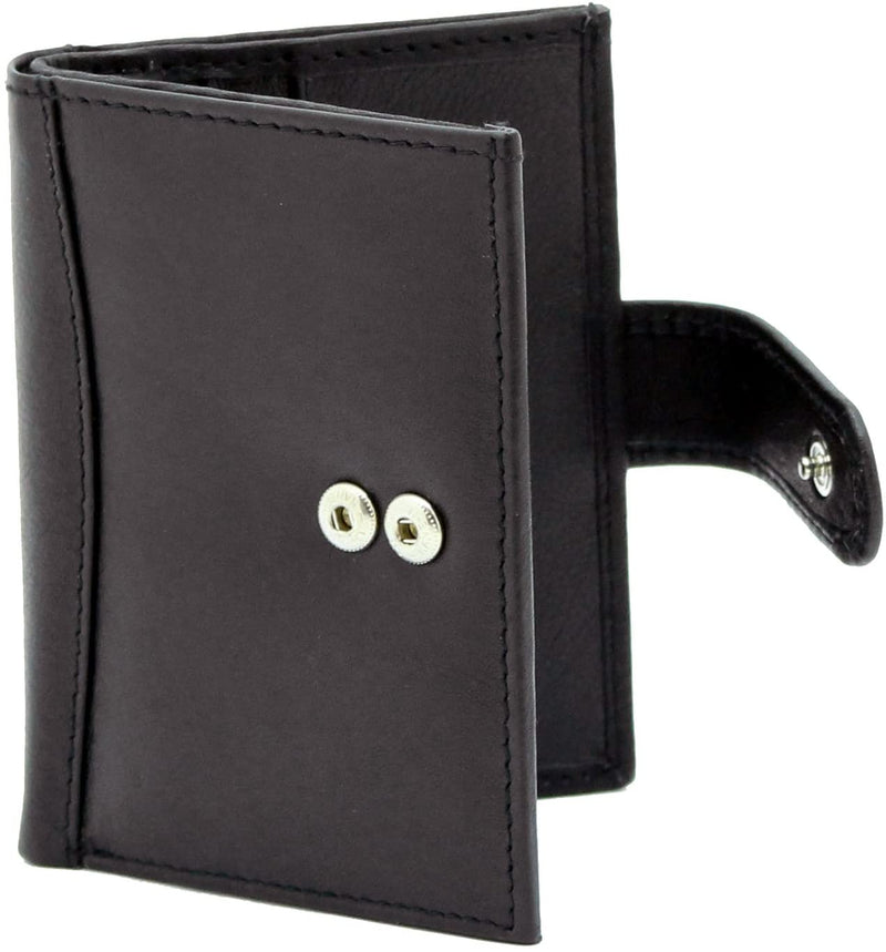 Genuine Soft Leather Compact Size 24 Credit Debit Card Holder Wallet In Black