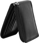Gents Slim Black RFID Zip Around Wallet Genuine Leather Bifold Style Coin Pocket Cardholder Wallets Purse 355
