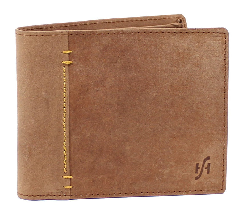 STARHIDE Genuine Distressed Hunter Leather RFID Blocking Coin Pocket Wallet For Men 1055