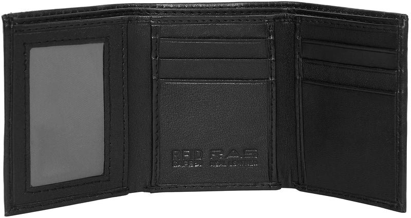 RAS Mens RFID Blocking Compact Genuine Leather Small Trifold Wallet 185 Black