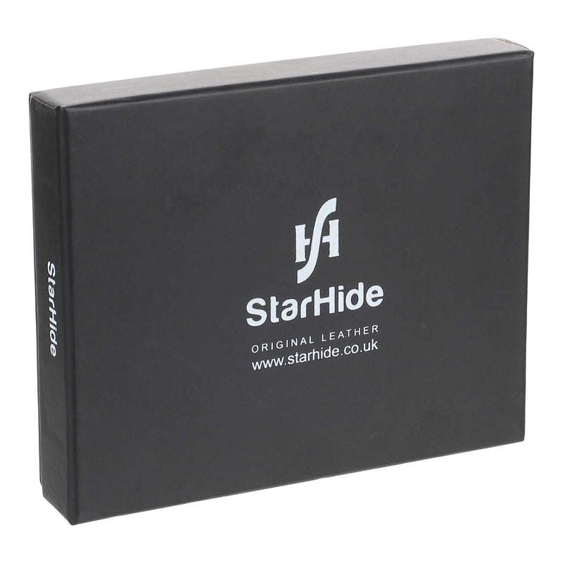 STARHIDE Genuine Distressed Hunter Leather RFID Blocking Coin Pocket Wallet For Men 1055