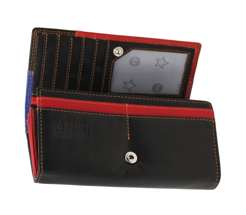 Morucha Women RFID Blocking Colorful Genuine Leather Long Clutch Wallet M05
