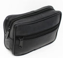 RAS Genuine Leather Travel Waist Belt Hanging Bag for Coins Passport Mobile Phone Camera 1014 Black