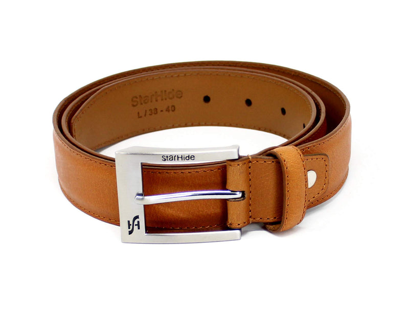 STARHIDE Mens Top Grain Genuine Leather Belts with Detachable Alloy Single Pin Buckle SB04