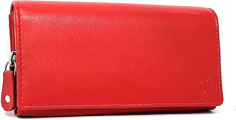 STARHIDE Ladies Soft Genuine Leather Flap Over Purse Multi Credit Card Slots 5510