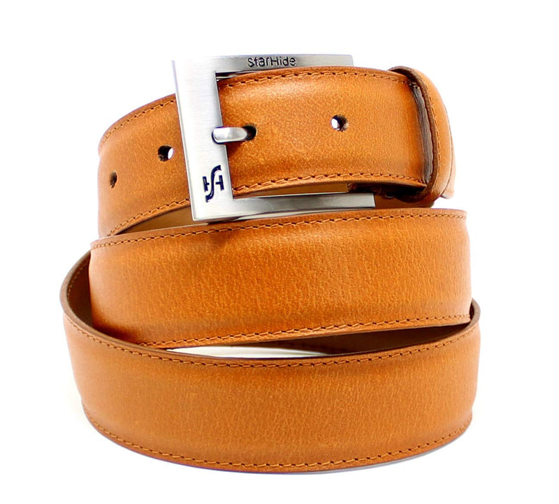 STARHIDE Mens Top Grain Genuine Leather Belts with Detachable Alloy Single Pin Buckle SB04