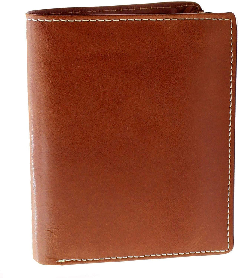 TOPSUM LONDON Mens RFID Blocking Real Leather Zipper Wallet 4016 Tan