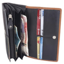 STARHIDE Womens RFID Blocking Soft Real Nappa Leather Long Flap Over Purse Multi Credit Card Holder 5505