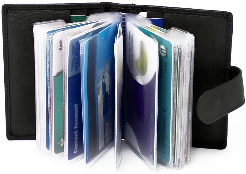 RAS Mens Womens Small Leather 24 Credit Cardholder with Popper Button Fastening 602