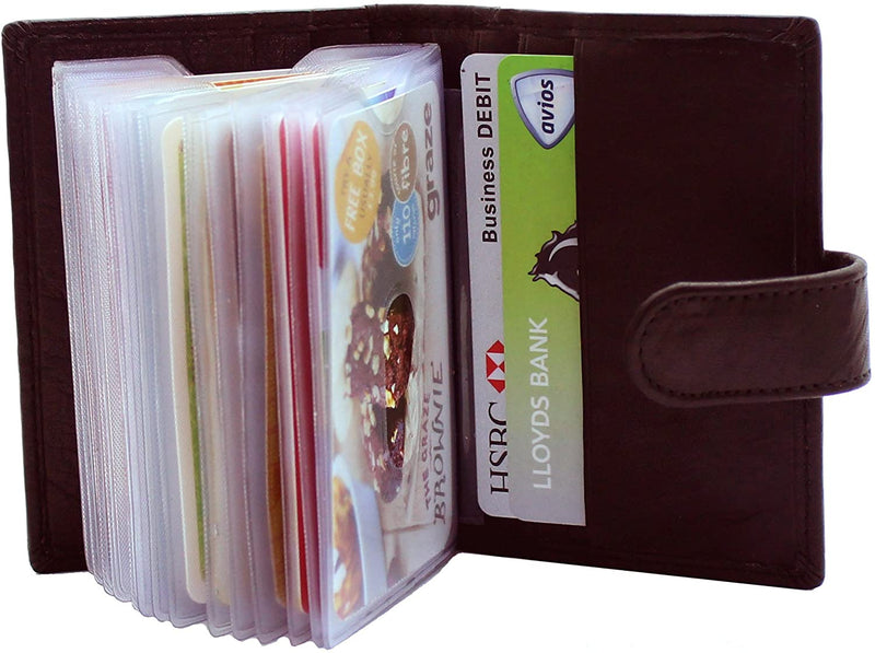 RAS Mens Womens Small Leather 24 Credit Cardholder with Popper Button Fastening 602