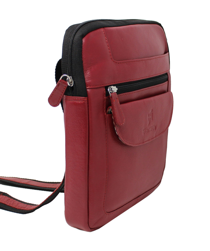 StarHide Mens Womens Soft Genuine Leather Travel Messenger Crossbody Pouch Bag for Ipad Tablet 505