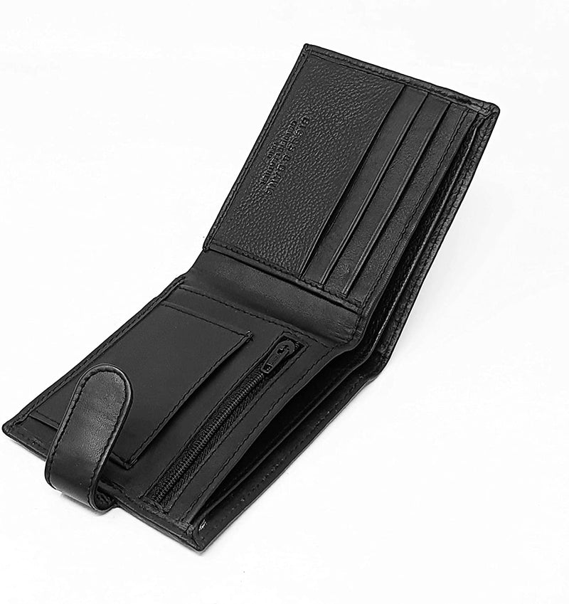 Gents Black RFID Wallet Genuine Leather Slim Bifold Style Zip Coin Pocket Cardholder Wallets Purse BB37