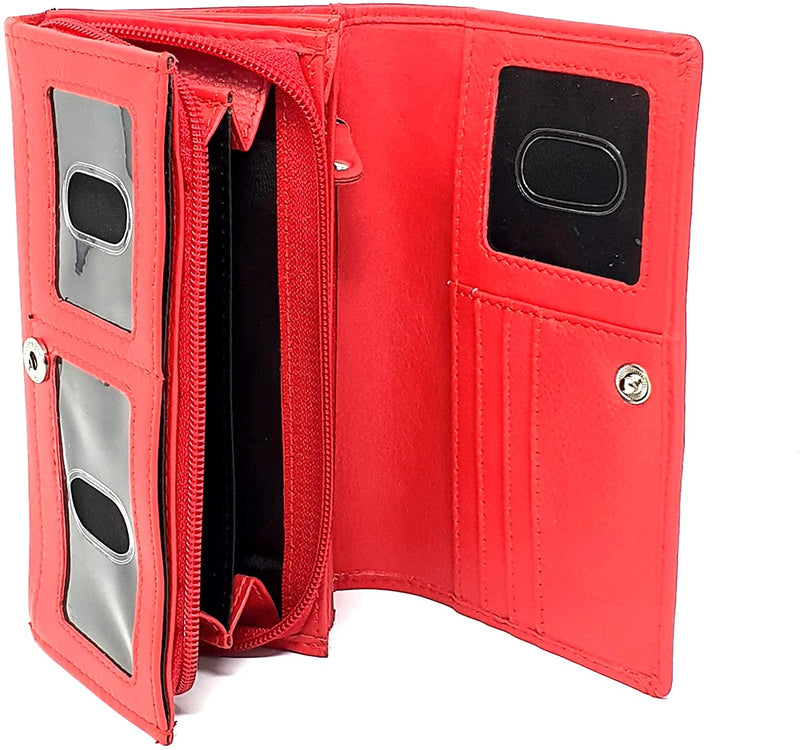 STARHIDE Ladies Soft Genuine Leather Flap Over Purse Multi Credit Card Slots 5510
