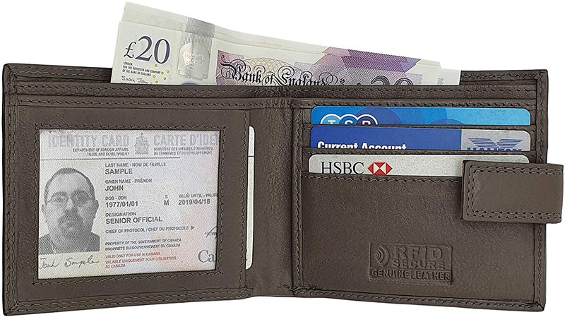 Morucha Mens RFID Blocking Wallets Real Leather Passcase Wallet with A Large Zip Around Coin Pocket M70 (Grey)