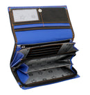 Morucha Black Blue Clutch Wallet For Women Genuine Leather RFID Blocking High Capacity Cardholder M10