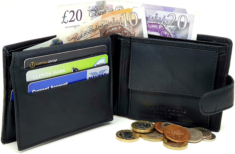 Man Wallet 100% Leather RFID Safe Contactless Card Blocking ID Protection Coin Wallet for Mens BB40