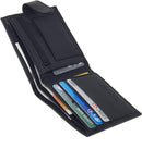 Gents Black RFID Wallet Genuine Leather Slim Bifold Style Zip Coin Pocket Cardholder Wallets Purse BB37
