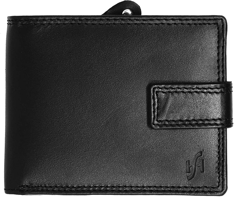 STARHIDE Mens RFID Blocking Genuine Calf Leather Wallet with A Side Zip Around Coin Pocket 1180