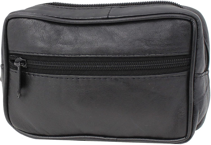 RAS Genuine Leather Travel Waist Belt Hanging Bag for Coins Passport Mobile Phone Camera 1014 Black