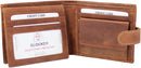 TOPSUM LONDON Mens Distressed Genuine Leather RFID Blocking Notecase Wallet with Flip Up Id Pocket 4021 Tan